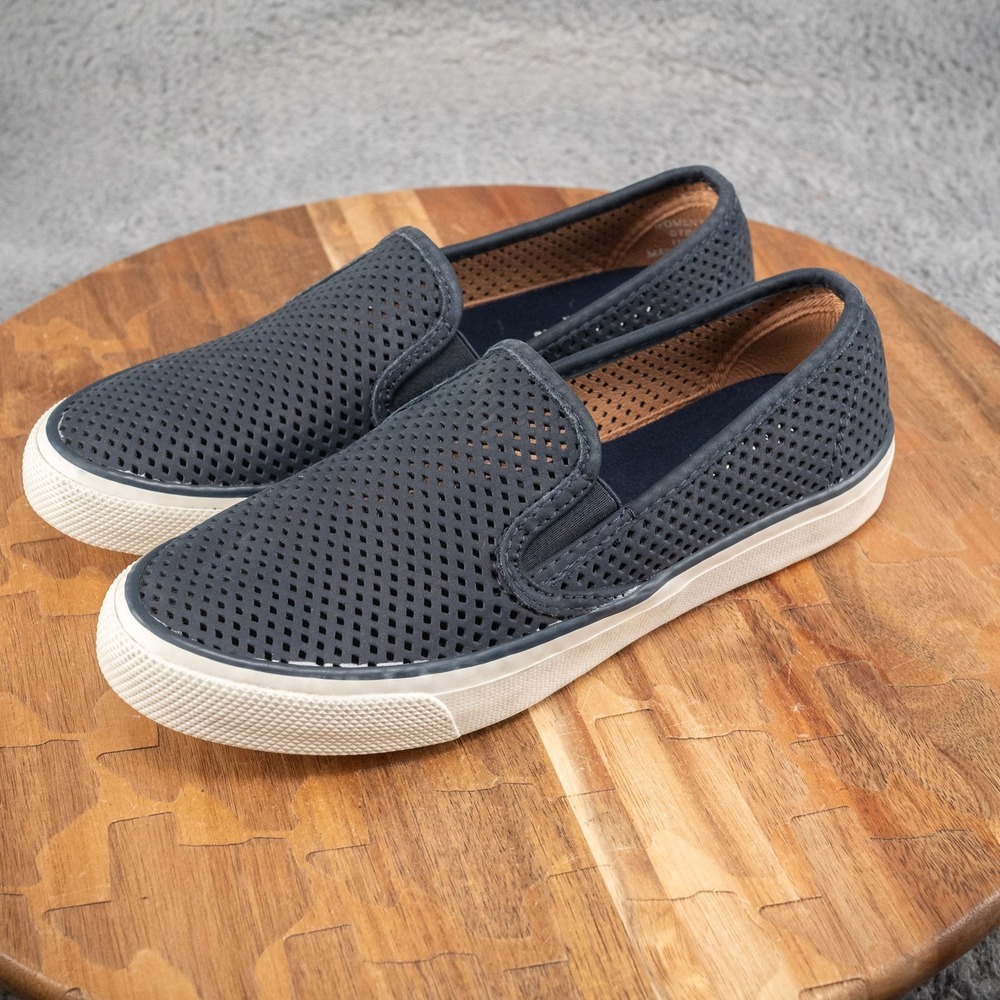 Sperry Women's Navy Blue Seaside Perforated‎ Slip-On Sneakers - Size 5.5 M - Picture 3 of 7